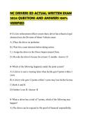NC DRIVERS ED ACTUAL WRITTEN EXAM 2024 QUESTIONS AND ANSWERS 100&percnt; VERIFIED