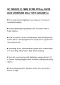 NC DRIVERS ED FINAL EXAM ACTUAL PAPER 2026 QUESTIONS SOLUTIONS GRADED A&plus;