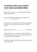 NC DRIVERS ED FINAL EXAM COMPLETE STUDY GUIDE 2026 ANSWERS VERIFIED
