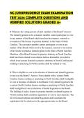 NC JURISPRUDENCE EXAM EXAMINATION TEST 2026 COMPLETE QUESTIONS AND VERIFIED SOLUTIONS GRADED A&plus;