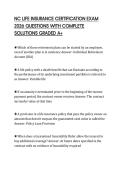 NC LIFE INSURANCE CERTIFICATION EXAM 2026 QUESTIONS WITH COMPLETE SOLUTIONS GRADED A&plus;