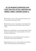NC LIFE INSURANCE DEFINITIONS EXAM LATEST 2026 WITH ACTUAL QUESTIONS AND VERIFIED CORRECT ANSWERS GRADED A&plus;