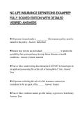NC LIFE INSURANCE DEFINITIONS EXAMPREP FULLY SOLVED EDITION WITH DETAILED VERIFIED ANSWERS