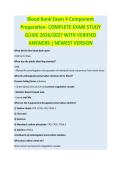 Blood Bank Exam 4 &ndash; Component Preparation  Complete Exam Study Guide 2026&sol;2027 with Verified Answers &vert; Newest Version