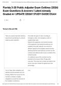 Florida 3-20 Public Adjuster Exam Outlines &lpar;2026&rpar; Exam Questions & Answers &vert; Latest Already Graded A&plus; UPDATE &vert;2026&excl;&excl; STUDY GUIDE EXAM