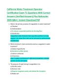 California Water Treatment Operator  Certification Exam T1 Questions With Correct  Answers &lpar;Verified Answers&rpar; Plus Rationales  2026 Q&A &vert; Instant Download Pdf 