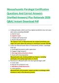 Massachusetts Paralegal Certification  Questions And Correct Answers  &lpar;Verified Answers&rpar; Plus Rationale 2026  Q&A&vert; Instant Download Pdf