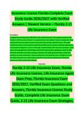 Florida Two Fifteen Insurance License Examination Complete Exam Study Guide 2026  Complete Exam Study Guide 2026&sol;2027 with Verified Answers &vert; Newest Version