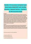 Florida Two Fifteen Insurance Complete Exam Study Guide 2026  Complete Exam Study Guide 2026&sol;2027 with Verified Answers &vert; Newest Version