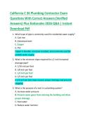 California C 36 Plumbing Contractor Exam  Questions With Correct Answers &lpar;Verified  Answers&rpar; Plus Rationales 2026 Q&A &vert; Instant  Download Pdf 