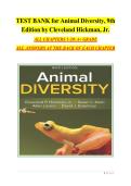 Test Bank for Animal Diversity 8th Edition by David Hickman Jr&period;&comma; Larry Roberts&comma; Susan Keen&comma; Allan Larson & Eisenhour &vert; Latest 2025&sol;2026 Update &vert; Verified Questions & Correct Answers