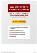 WGU D774 Intro to Business Accounting 100&plus; &lpar;Latest Syllabus 2026&sol;2027&rpar; Exam Questions Verified Model Answers A&plus; Graded Bank