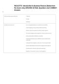 WGU D775- Introduction to Business Finance &lpar;Notes from  the book only&rpar; UPDATED ACTUAL Questions and CORRECT  Answers