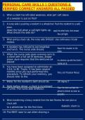 PERSONAL CARE SKILLS 1 QUESTIONS & VERIFIED CORRECT ANSWERS ALL PASSED