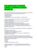 PHC QUESTIONS & UPDATED CORRECT ANSWERS ALREADY GRADED A&plus;