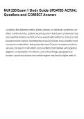 NUR 230 Exam 1 Study Guide UPDATED ACTUAL  Questions and CORRECT Answers