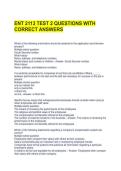 ENT 2113 TEST 2 QUESTIONS WITH CORRECT ANSWERS