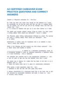 AZ CERTIFIED CAREGIVER EXAM PRACTICE QUESTIONS AND CORRECT ANSWERS