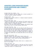ASSISTED LIVING MANAGER BOARD EXAM QUESTIONS AND CORRECT ANSWERS