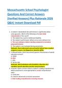 Massachusetts School Psychologist  Questions And Correct Answers  &lpar;Verified Answers&rpar; Plus Rationale 2026  Q&A&vert; Instant Download Pdf