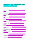 Nursing 110 Final Exam Review Topics Questions And Answers