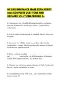 NC LIFE INSURANCE STATE EXAM SCRIPT 2026 COMPLETE QUESTIONS AND UPDATED SOLUTIONS GRADED A&plus;