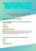 BIOLOGY 152 UWM EXAM 1&colon; FOUNDATIONS OF BIOLOGICAL SCIENCES II&comma; &lpar;LATEST 2026&sol;2027 UPDATE&rpar; QUESTIONS AND ANSWERS &vert; GRADE A &vert; 100&percnt; CORRECT