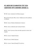 NC MEDICARE EXAMINATION TEST 2026 QUESTIONS WITH ANSWERS GRADED A&plus;