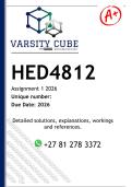 HED4812 Assignment 1 &lpar;DETAILED ANSWERS&rpar; 2026 - DISTINCTION GUARANTEED