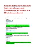 Massachusetts Soil Science Certification  Questions And Correct Answers  &lpar;Verified Answers&rpar; Plus Rationale 2026  Q&A&vert; Instant Download Pdf  