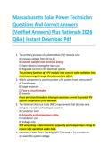 Massachusetts Solar Power Technician  Questions And Correct Answers  &lpar;Verified Answers&rpar; Plus Rationale 2026  Q&A&vert; Instant Download Pdf  