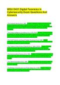 WGU D431 Digital Forensics in Cybersecurity Exam Questions And Answers
