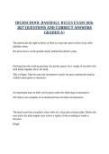 HIGHSCHOOL BASEBALL RULES EXAM 2026-2027 QUESTIONS AND CORRECT ANSWERS GRADED A&plus;