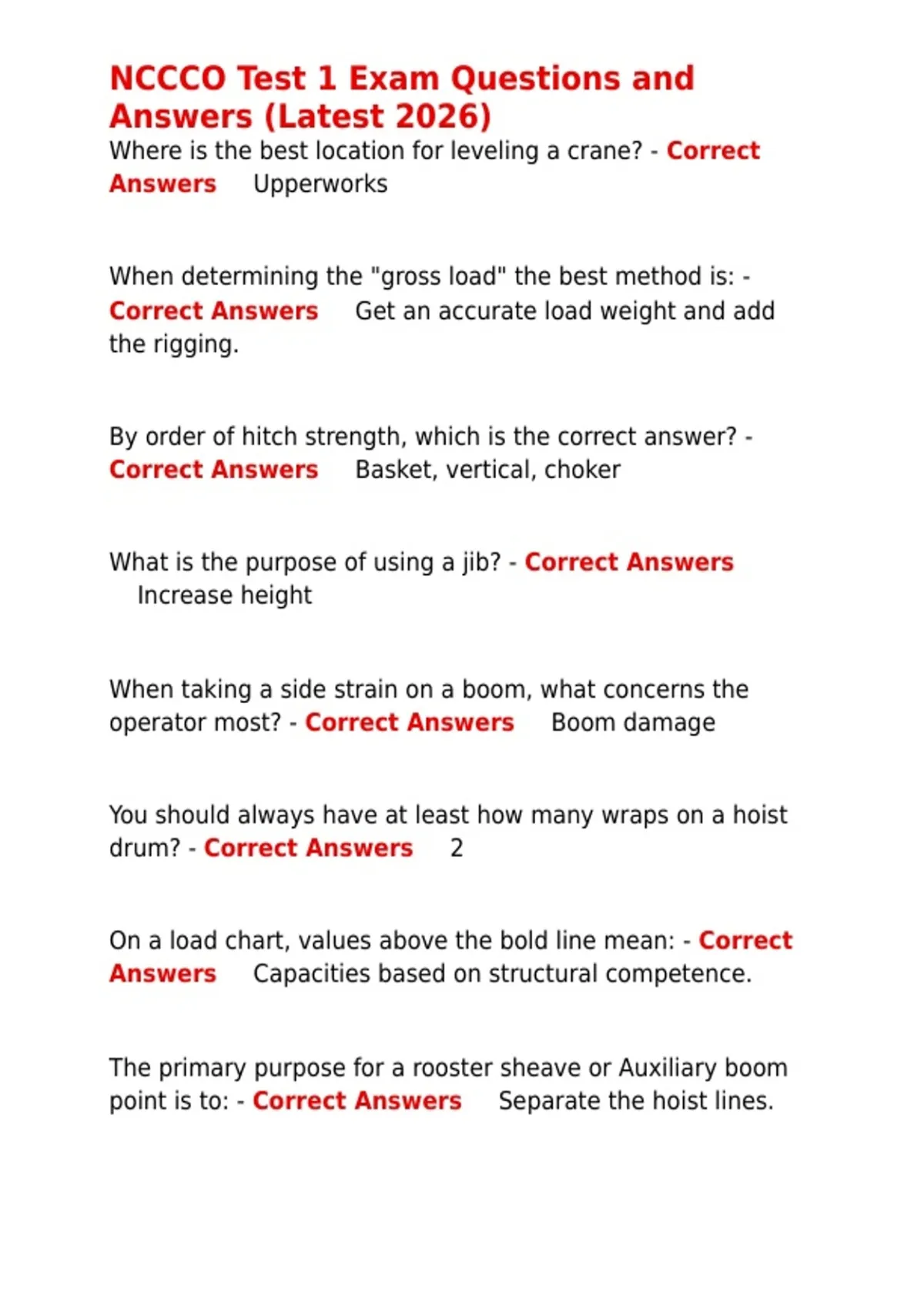 NCCCO Test 1 Exam QuestiNCCCO Test 1 Exam Questions and Answers (Latest ...