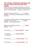ATC weather certification Questions and Answers &lpar;Top Grade Assured&rpar; 2026 Update&period;