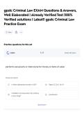gpstc Criminal Law EXAM Questions & Answers&comma; Well Elaborated &vert; Already Verified Test &vert;100&percnt; Verified solutions &vert; Latest&excl;&excl; gpstc Criminal Law Practice Exam