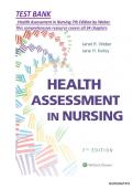 TEST BANK FOR HEALTH ASSESSMENT IN NURSING 7TH EDITION BY JANET R WEBER AND JANE H KELLY FULLY COVERED&period;&period;&period; CHAPTER 1-34 &vert; ALL CHAPTERS 