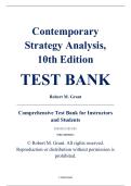 Test Bank &ndash; Contemporary Strategy Analysis&comma; 10th Edition &ndash; Robert M&period; Grant &ndash; ISBN 9781119495673 &lpar;All Chapters Covered 1&ndash;15&rpar;