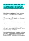 COGNITIVE NEUROSCIENCE THE BIOLOGY OF THE MIND 5TH EDITION FINAL PAPER 2026 QUESTIONS WITH SOLUTIONS GRADED A&plus;