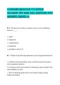 CONSUMER BEHAVIOUR 9TH EDITION SOLOMON TEST BANK 2026 QUESTIONS WITH ANSWERS GRADED A&plus;