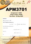APM3701 Assignment 1 &lpar;COMPLETE ANSWERS&rpar; 2026  &lpar;192480&rpar; - DUE 25 May 2026