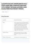 MASS PSYCHOLOGY JURISPRUDENCE EXAM STUDY GUIDE 2026 COMPLETE QUESTIONS WITH CORRECT DETAILED ANSWERS &vert;&vert; 100&percnt; GUARANTEED PASS RECENT VERSION