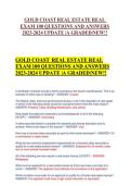 Gold Coast Real Estate Exam 2023&ndash;2024 Update &vert; 100 Questions and Answers &vert; A Graded Complete Review