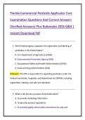 Florida Commercial Pesticide Applicator Core  Examination Questions And Correct Answers  &lpar;Verified Answers&rpar; Plus Rationales 2026 Q&A &vert;  Instant Download Pdf