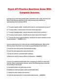 Psych ATI Practice Questions Exam With Complete Answers 