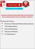 Mechanics of Materials Enhanced 9th Edition Solutions Manual &ndash; Goodno & Gere &ndash; All Chapters &ndash; Verified A&plus;