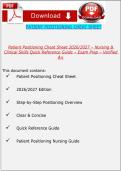 Patient Positioning Cheat Sheet 2026&sol;2027 &ndash; Nursing & Clinical Skills Quick Reference Guide &ndash; Verified A&plus;