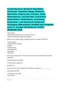 Comprehensive Geriatric Psychiatry Overview&colon; Cognitive Aging&comma; Delirium&comma; Dementia&comma; Depression&comma; Anxiety&comma; Sleep Disturbances&comma; Suicide Risk&comma; Functional Assessment&comma; Medications&comma; Screening&comma; Evaluation&comma; and Advanced Treatment Strategies QWuestions Verified and C