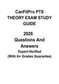 CanFitPro Personal Training Specialist &lpar;PTS&rpar; Theory Exam Study Guide 2026 &vert; Complete Notes&comma; Key Concepts & Exam Preparation PDF