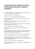 COMMUNICATION ESSENTIALS FINAL EXAM QUESTIONS WITH CORRECT ANSWERS